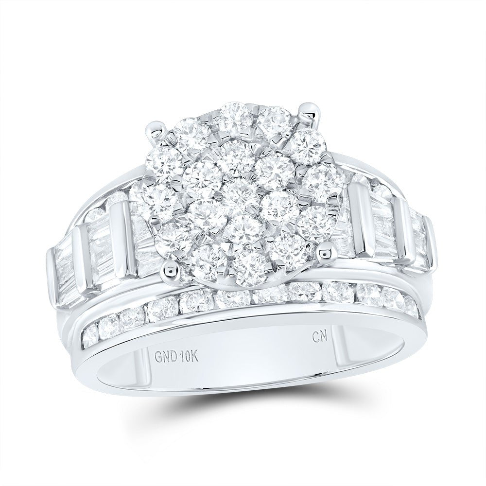 10K White Gold Round Diamond Women's Cluster Bridal Wedding Engagement Ring 2 Cttw - Splendid Jewellery