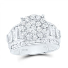 10K White Gold Round Diamond Women's Cluster Bridal Wedding Engagement Ring 2 Cttw - Splendid Jewellery