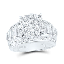 Load image into Gallery viewer, 10K White Gold Round Diamond Women's Cluster Bridal Wedding Engagement Ring 2 Cttw - Splendid Jewellery