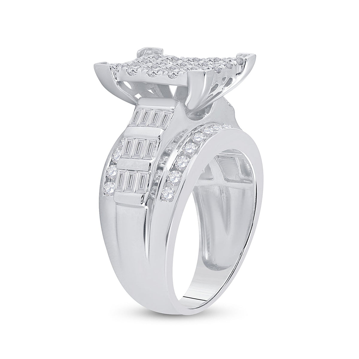 10K White Gold Round Diamond Women's Cluster Bridal Wedding Engagement Ring 2 Cttw - Splendid Jewellery
