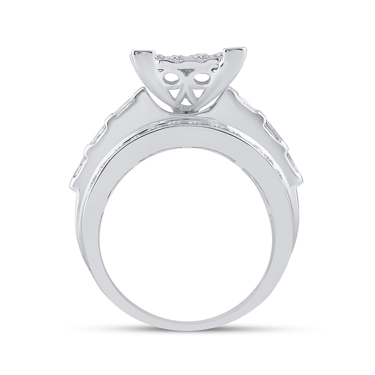 10K White Gold Round Diamond Women's Cluster Bridal Wedding Engagement Ring 2 Cttw - Splendid Jewellery