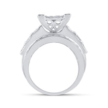 Load image into Gallery viewer, 10K White Gold Round Diamond Women's Cluster Bridal Wedding Engagement Ring 2 Cttw - Splendid Jewellery