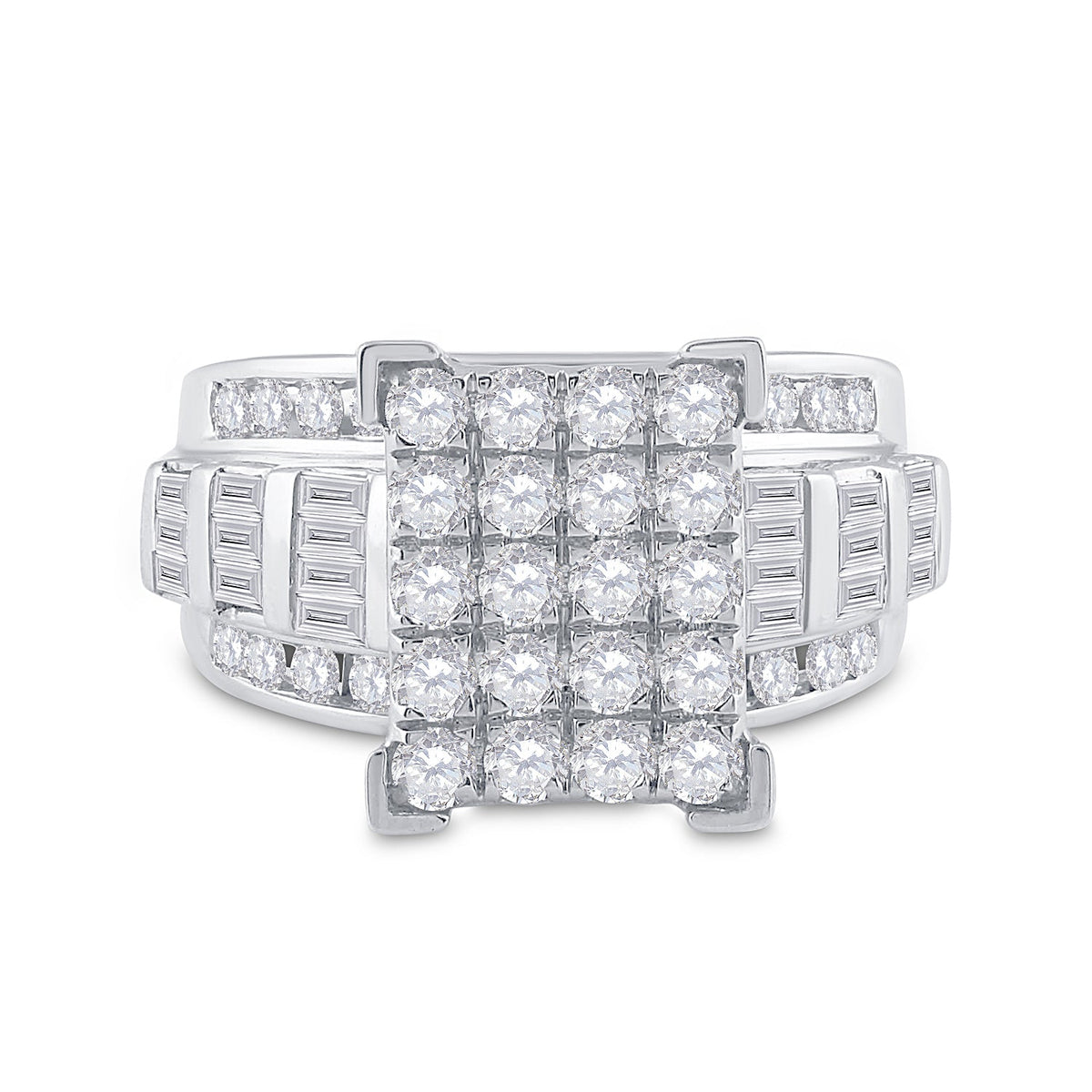 10K White Gold Round Diamond Women's Cluster Bridal Wedding Engagement Ring 2 Cttw - Splendid Jewellery