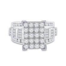 Load image into Gallery viewer, 10K White Gold Round Diamond Women's Cluster Bridal Wedding Engagement Ring 2 Cttw - Splendid Jewellery