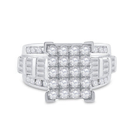 10K White Gold Round Diamond Women's Cluster Bridal Wedding Engagement Ring 2 Cttw - Splendid Jewellery