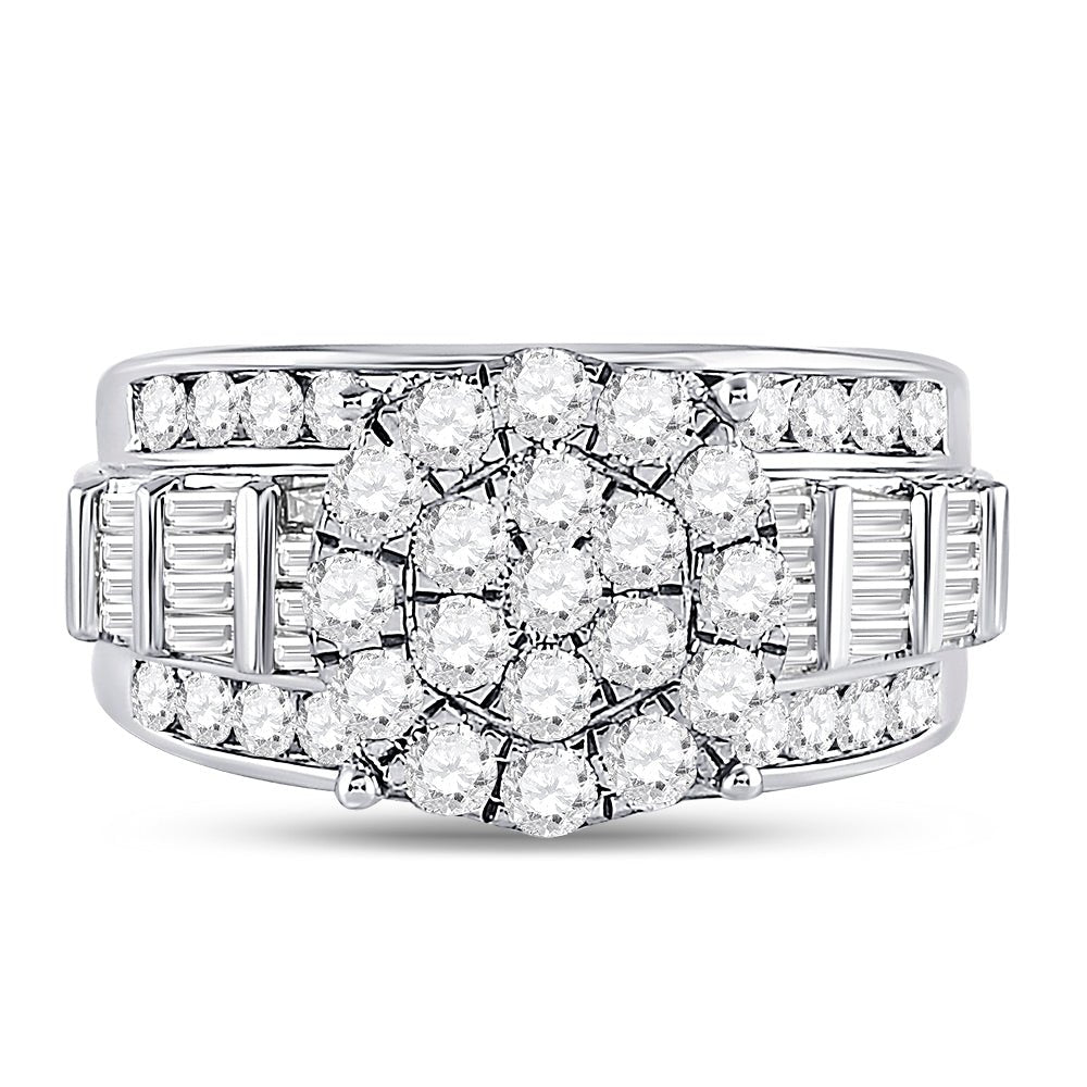 10K White Gold Round Diamond Women's Cluster Bridal Wedding Engagement Ring 2 Cttw - Splendid Jewellery