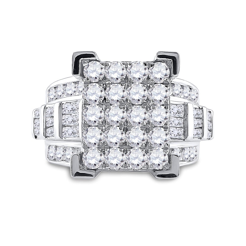 10K White Gold Round Diamond Women's Cluster Bridal Wedding Engagement Ring 3 Cttw - Splendid Jewellery