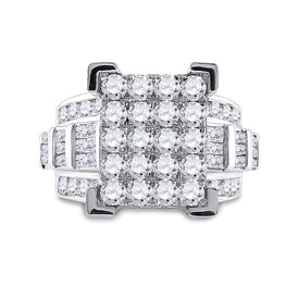 10K White Gold Round Diamond Women's Cluster Bridal Wedding Engagement Ring 3 Cttw - Splendid Jewellery