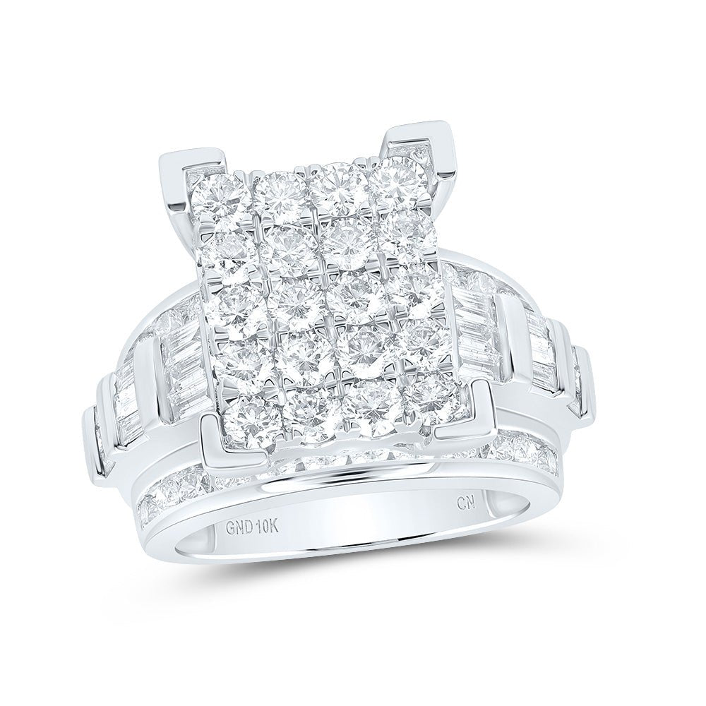 10K White Gold Round Diamond Women's Cluster Bridal Wedding Engagement Ring 3 Cttw - Splendid Jewellery