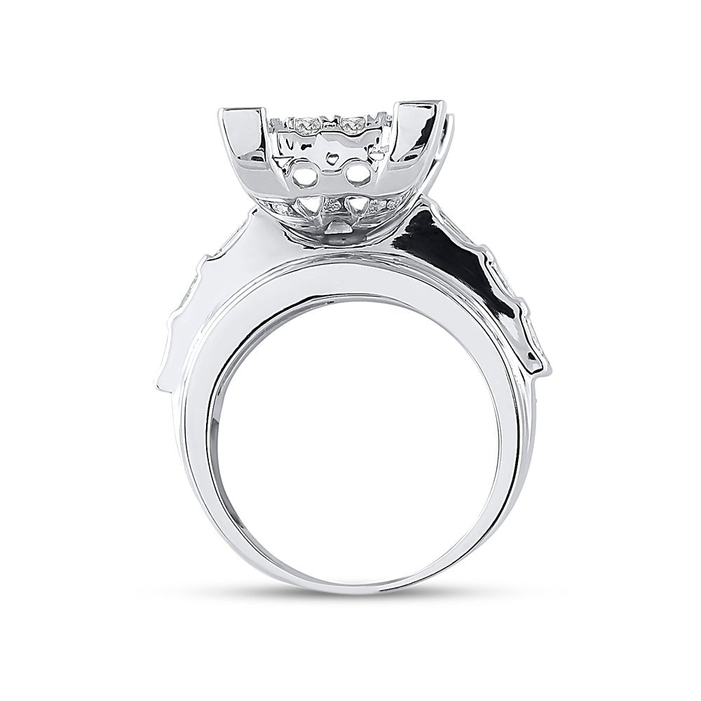 10K White Gold Round Diamond Women's Cluster Bridal Wedding Engagement Ring 3 Cttw - Splendid Jewellery