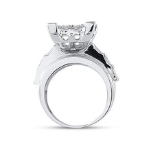 Load image into Gallery viewer, 10K White Gold Round Diamond Women's Cluster Bridal Wedding Engagement Ring 3 Cttw - Splendid Jewellery