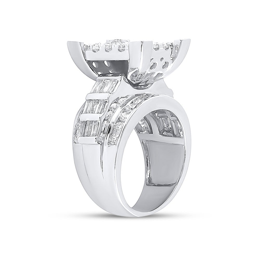 10K White Gold Round Diamond Women's Cluster Bridal Wedding Engagement Ring 3 Cttw - Splendid Jewellery