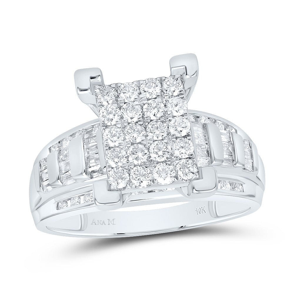10K White Gold Round Diamond Women's Cluster Bridal Wedding Engagement Ring 7/8 Cttw - Splendid Jewellery