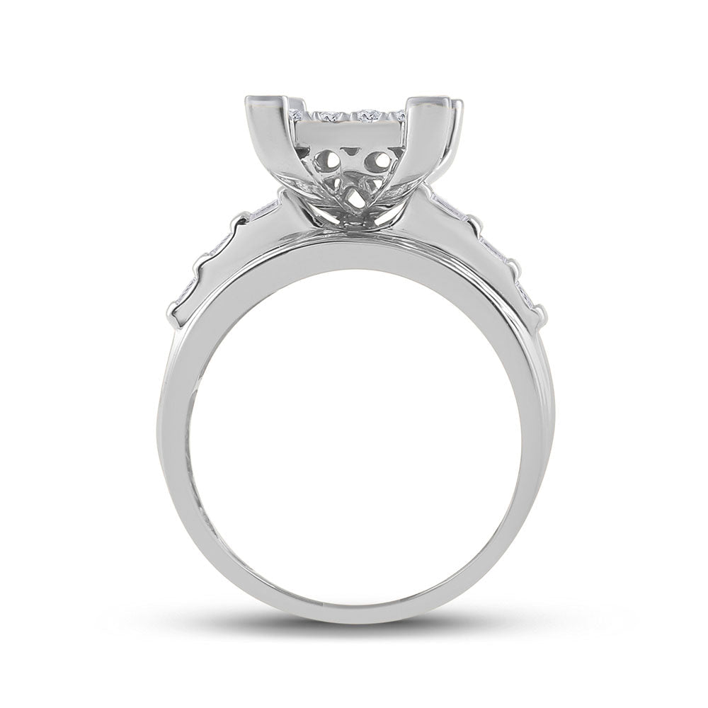 10K White Gold Round Diamond Women's Cluster Bridal Wedding Engagement Ring 7/8 Cttw - Splendid Jewellery