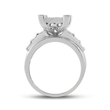 Load image into Gallery viewer, 10K White Gold Round Diamond Women's Cluster Bridal Wedding Engagement Ring 7/8 Cttw - Splendid Jewellery