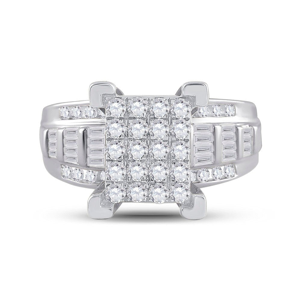 10K White Gold Round Diamond Women's Cluster Bridal Wedding Engagement Ring 7/8 Cttw - Splendid Jewellery