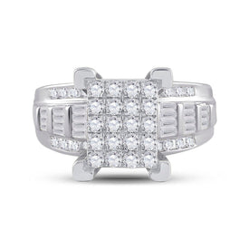 10K White Gold Round Diamond Women's Cluster Bridal Wedding Engagement Ring 7/8 Cttw - Splendid Jewellery