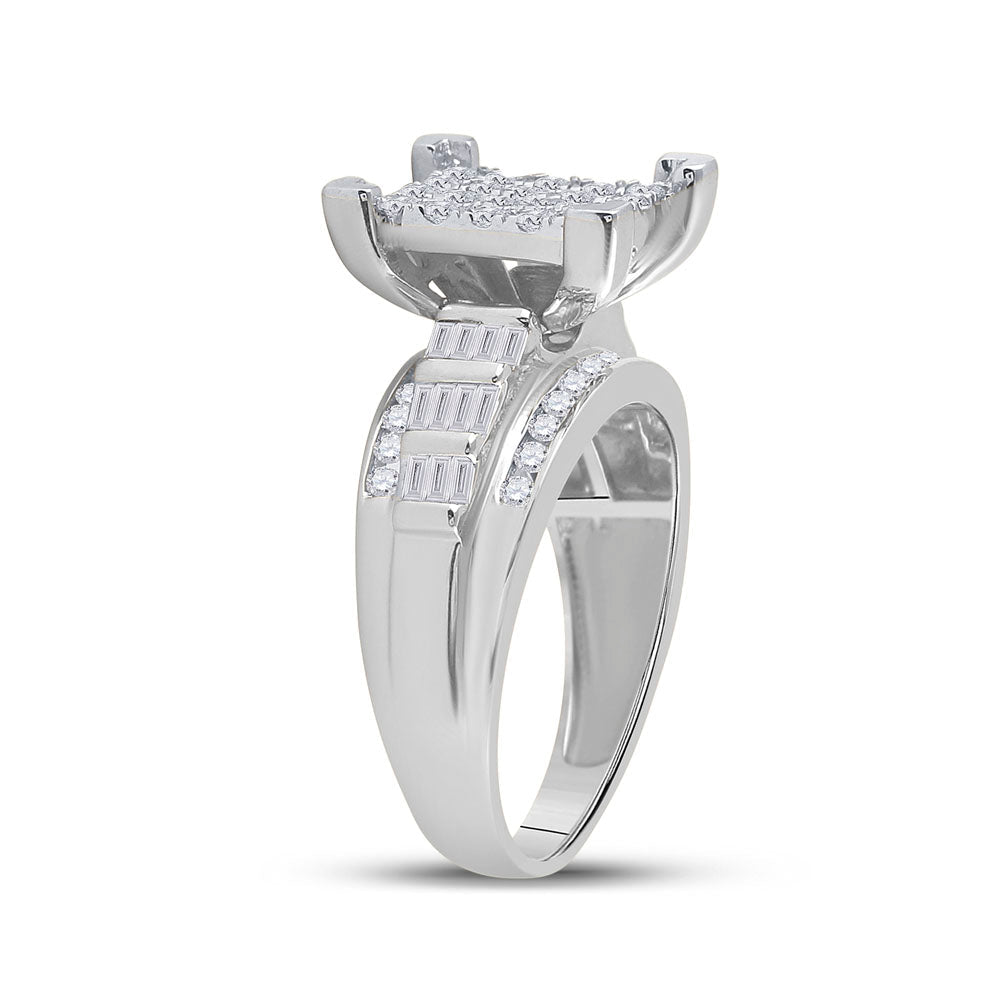 10K White Gold Round Diamond Women's Cluster Bridal Wedding Engagement Ring 7/8 Cttw - Splendid Jewellery