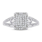 10K White Gold Round Diamond Women's Cluster Split Shank Ring 1/6 Cttw - Splendid Jewellery