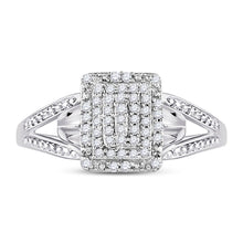 Load image into Gallery viewer, 10K White Gold Round Diamond Women's Cluster Split Shank Ring 1/6 Cttw - Splendid Jewellery