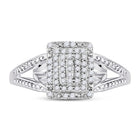 10K White Gold Round Diamond Women's Cluster Split Shank Ring 1/6 Cttw - Splendid Jewellery