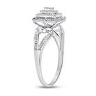 10K White Gold Round Diamond Women's Cluster Split Shank Ring 1/6 Cttw - Splendid Jewellery