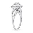 10K White Gold Round Diamond Women's Cluster Split Shank Ring 1/6 Cttw - Splendid Jewellery