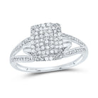 10K White Gold Round Diamond Women's Cluster Split Shank Ring 1/6 Cttw - Splendid Jewellery