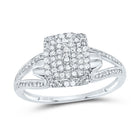 10K White Gold Round Diamond Women's Cluster Split Shank Ring 1/6 Cttw - Splendid Jewellery