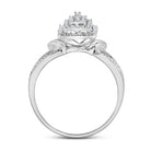 10K White Gold Round Diamond Women's Cluster Split Shank Ring 1/6 Cttw - Splendid Jewellery
