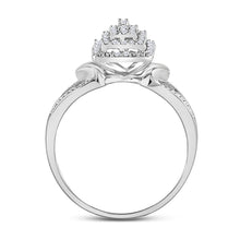 Load image into Gallery viewer, 10K White Gold Round Diamond Women's Cluster Split Shank Ring 1/6 Cttw - Splendid Jewellery