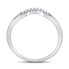 10K White Gold Round Diamond Women's Contoured Solitaire Enhancer Wedding Band 1/20 Cttw - Splendid Jewellery