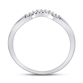 10K White Gold Round Diamond Women's Contoured Solitaire Enhancer Wedding Band 1/20 Cttw - Splendid Jewellery
