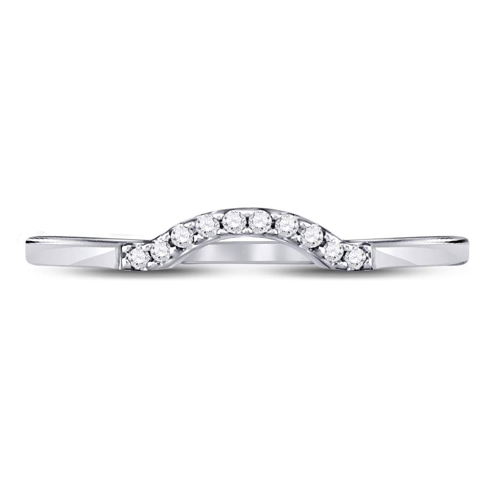 10K White Gold Round Diamond Women's Contoured Solitaire Enhancer Wedding Band 1/20 Cttw - Splendid Jewellery