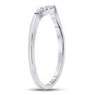 10K White Gold Round Diamond Women's Contoured Solitaire Enhancer Wedding Band 1/20 Cttw - Splendid Jewellery