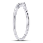 10K White Gold Round Diamond Women's Contoured Solitaire Enhancer Wedding Band 1/20 Cttw - Splendid Jewellery