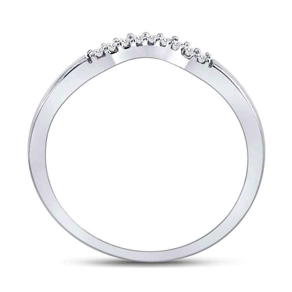10K White Gold Round Diamond Women's Contoured Solitaire Enhancer Wedding Band 1/20 Cttw - Splendid Jewellery