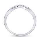 10K White Gold Round Diamond Women's Contoured Solitaire Enhancer Wedding Band 1/20 Cttw - Splendid Jewellery