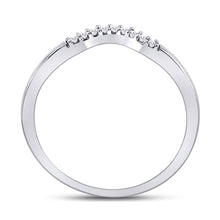 Load image into Gallery viewer, 10K White Gold Round Diamond Women's Contoured Solitaire Enhancer Wedding Band 1/20 Cttw - Splendid Jewellery