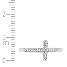 Load image into Gallery viewer, 10K White Gold Round Diamond Women's Cross Religious Band Ring 1/20 Cttw - Splendid Jewellery