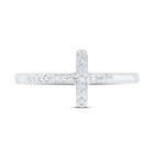 10K White Gold Round Diamond Women's Cross Religious Band Ring 1/20 Cttw - Splendid Jewellery