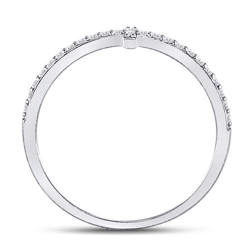 10K White Gold Round Diamond Women's Cross Stackable Band Ring 1/6 Cttw - Splendid Jewellery