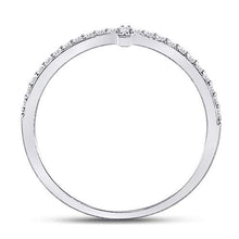 Load image into Gallery viewer, 10K White Gold Round Diamond Women's Cross Stackable Band Ring 1/6 Cttw - Splendid Jewellery