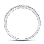 10K White Gold Round Diamond Women's Cross Stackable Band Ring 1/6 Cttw - Splendid Jewellery