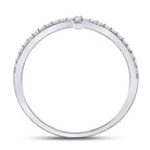 10K White Gold Round Diamond Women's Cross Stackable Band Ring 1/6 Cttw - Splendid Jewellery