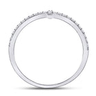 10K White Gold Round Diamond Women's Cross Stackable Band Ring 1/6 Cttw - Splendid Jewellery
