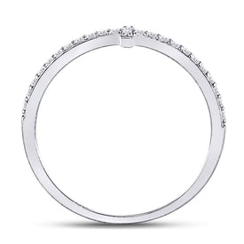 10K White Gold Round Diamond Women's Cross Stackable Band Ring 1/6 Cttw - Splendid Jewellery