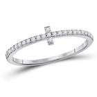 10K White Gold Round Diamond Women's Cross Stackable Band Ring 1/6 Cttw - Splendid Jewellery