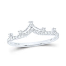 10K White Gold Round Diamond Women's Crown Tiara Fashion Band Ring 1/5 Cttw - Splendid Jewellery