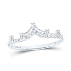 10K White Gold Round Diamond Women's Crown Tiara Fashion Band Ring 1/5 Cttw - Splendid Jewellery